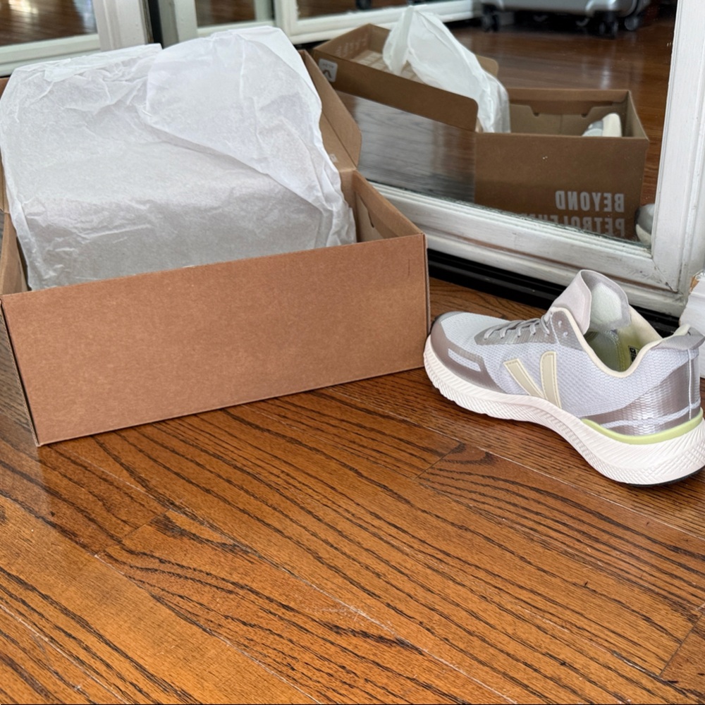 Veja Light Gray and White Athletic Sneakers